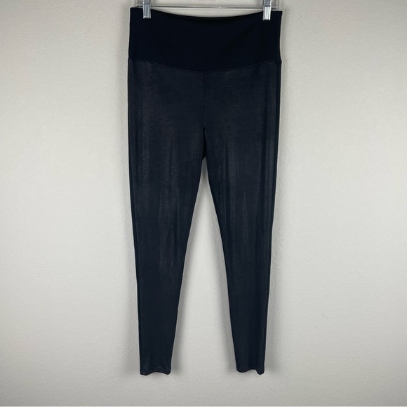 Assets by Spanx Black Faux Leather Front Pull On Leggings Size XL - Picture 1 of 6